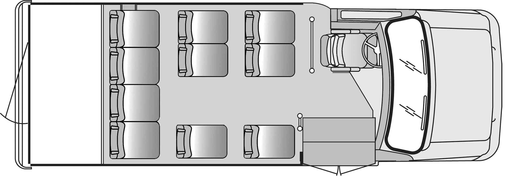 10 Passenger With Rear Luggage Plus Driver Floorplan Image